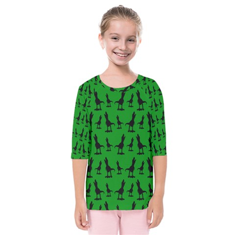 Green Dinos Kids  Quarter Sleeve Raglan Tee by ConteMonfrey