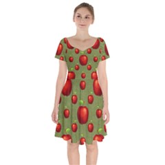 Apples Short Sleeve Bardot Dress by nateshop