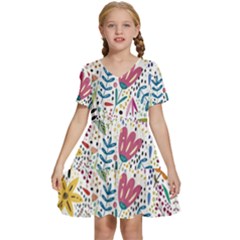 Flowers Kids  Short Sleeve Tiered Mini Dress by nateshop