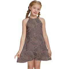 Batik-03 Kids  Halter Collar Waist Tie Chiffon Dress by nateshop