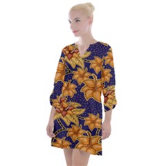 Seamless-pattern Floral Batik-vector Open Neck Shift Dress by nateshop