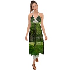 Beeches Trees Tree Lawn Forest Nature Halter Tie Back Dress 