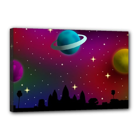 Asteroid Comet Star Space Aurora Canvas 18  X 12  (stretched) by Wegoenart