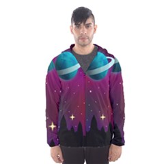 Asteroid Comet Star Space Aurora Men s Hooded Windbreaker by Wegoenart