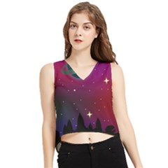 Asteroid Comet Star Space Aurora V-neck Cropped Tank Top by Wegoenart