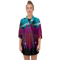 Asteroid Comet Star Space Aurora Half Sleeve Chiffon Kimono by Wegoenart