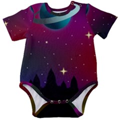 Asteroid Comet Star Space Aurora Baby Short Sleeve Onesie Bodysuit by Wegoenart