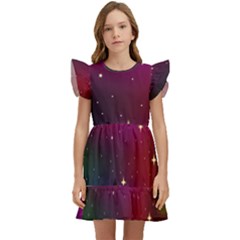 Asteroid Comet Star Space Aurora Kids  Winged Sleeve Dress by Wegoenart