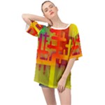 Code Binary System Oversized Chiffon Top