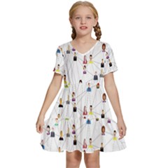 Social-media Kids  Short Sleeve Tiered Mini Dress by nateshop