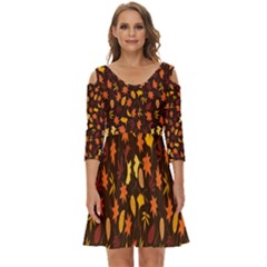 Thanksgiving Shoulder Cut Out Zip Up Dress by nateshop