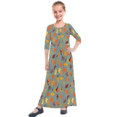 Thanksgiving-001 Kids  Quarter Sleeve Maxi Dress by nateshop