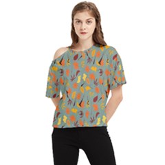 Thanksgiving-001 One Shoulder Cut Out Tee by nateshop