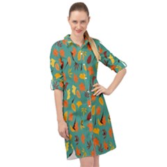 Thanksgiving-003 Long Sleeve Mini Shirt Dress