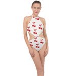 Cherries Halter Side Cut Swimsuit