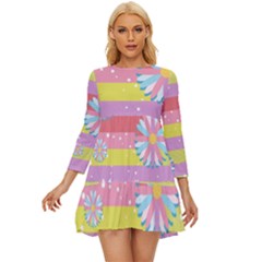 Flowers-024 Long Sleeve Babydoll Dress by nateshop