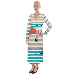 Waves Windsurfer Sun Velvet Maxi Wrap Dress