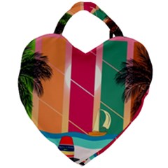 Beach Summer Wallpaper Giant Heart Shaped Tote by Ravend