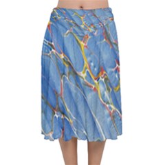 Art Marble Stone Rock Pattern Design Wallpaper Velvet Flared Midi Skirt by Ravend