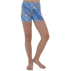 Art Marble Stone Rock Pattern Design Wallpaper Kids  Lightweight Velour Yoga Shorts by Ravend