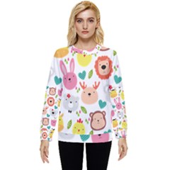 Cute Animals Cartoon Seamless Background Hidden Pocket Sweatshirt by danenraven