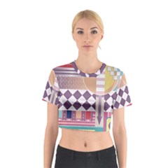 Abstract Shapes Colors Gradient Cotton Crop Top