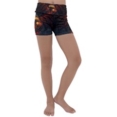 Red And Black Dragon Fire Kids  Lightweight Velour Yoga Shorts by danenraven