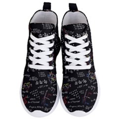 Black Background Text Overlay  Mathematics Formula Women s Lightweight High Top Sneakers by danenraven