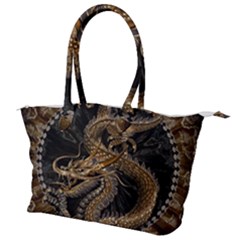 Gold And Silver Dragon Illustration Chinese Dragon Animal Canvas Shoulder Bag by danenraven