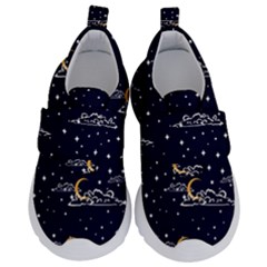 Hand Drawn Scratch Style Night Sky With Moon Cloud Space Among Stars Seamless Pattern Vector Design Kids  Velcro No Lace Shoes by Ravend