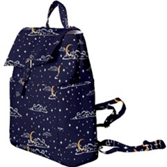 Hand Drawn Scratch Style Night Sky With Moon Cloud Space Among Stars Seamless Pattern Vector Design Buckle Everyday Backpack by Ravend