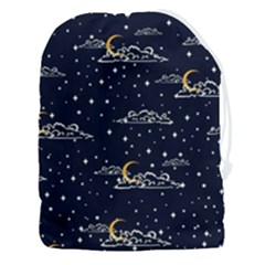 Hand Drawn Scratch Style Night Sky With Moon Cloud Space Among Stars Seamless Pattern Vector Design Drawstring Pouch (3xl) by Ravend