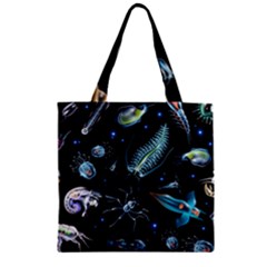 Colorful Abstract Pattern Consisting Glowing Lights Luminescent Images Marine Plankton Dark Zipper Grocery Tote Bag by Ravend