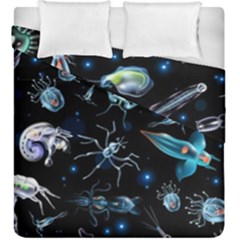 Colorful Abstract Pattern Consisting Glowing Lights Luminescent Images Marine Plankton Dark Duvet Cover Double Side (king Size)