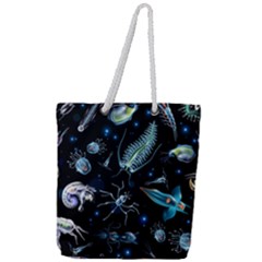 Colorful Abstract Pattern Consisting Glowing Lights Luminescent Images Marine Plankton Dark Full Print Rope Handle Tote (large) by Ravend