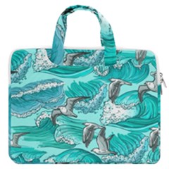 Sea Wave Seamless Pattern Macbook Pro 16  Double Pocket Laptop Bag 