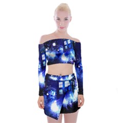 Tardis Background Space Off Shoulder Top With Mini Skirt Set by Jancukart
