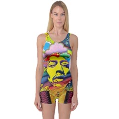 Psychedelic Rock Jimi Hendrix One Piece Boyleg Swimsuit by Jancukart