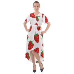 Seamless-pattern-fresh-strawberry Front Wrap High Low Dress by Jancukart