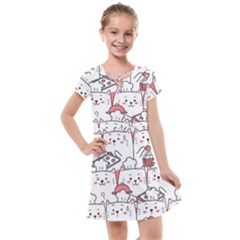 Cute-cat-chef-cooking-seamless-pattern-cartoon Kids  Cross Web Dress by Jancukart