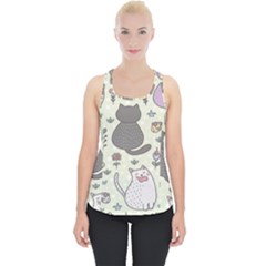 Funny Cartoon Cats Seamless Pattern Piece Up Tank Top