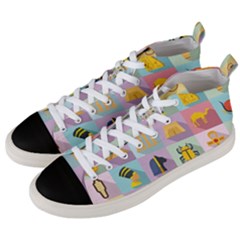 Egypt-icons-set-flat-style Men s Mid-top Canvas Sneakers
