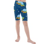 Seamless Pattern Ufo With Star Space Galaxy Background Kids  Mid Length Swim Shorts