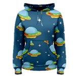Seamless Pattern Ufo With Star Space Galaxy Background Women s Pullover Hoodie