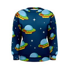 Seamless Pattern Ufo With Star Space Galaxy Background Women s Sweatshirt by Wegoenart