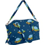 Seamless Pattern Ufo With Star Space Galaxy Background Canvas Crossbody Bag