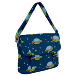 Seamless Pattern Ufo With Star Space Galaxy Background Buckle Messenger Bag