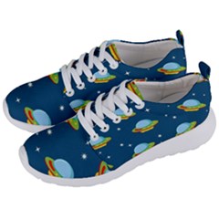 Seamless Pattern Ufo With Star Space Galaxy Background Men s Lightweight Sports Shoes by Wegoenart