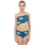Seamless Pattern Ufo With Star Space Galaxy Background Spliced Up Two Piece Swimsuit