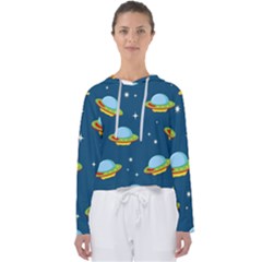 Seamless Pattern Ufo With Star Space Galaxy Background Women s Slouchy Sweat by Wegoenart